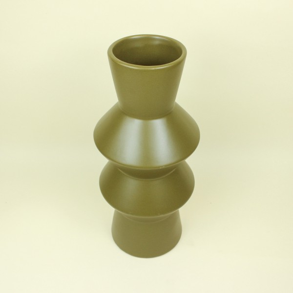 Vaso Alto Verde Musgo em Cerâmica