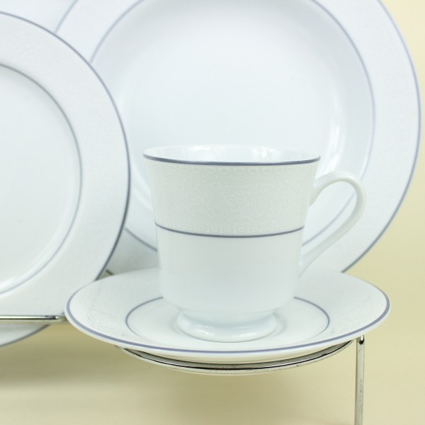 Aparelho de Jantar e Chá 30 Peças Clássico Renda em Porcelana