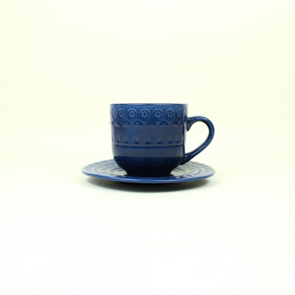 Xícara para Chá de Porcelana Grace Azul 250ml
