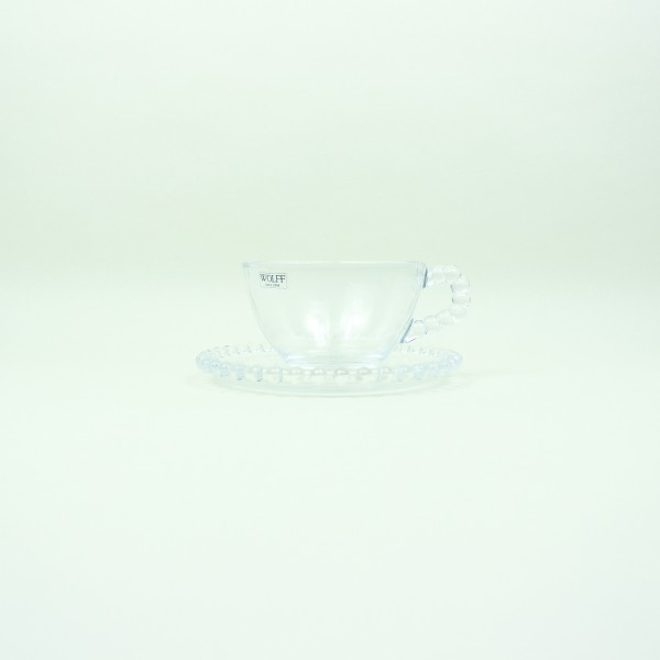 Xícara de Chá de Cristal com Pires Pearl